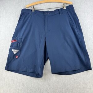 Columbia PFG Shorts Mens 36 Blue Omni Shield Fishing Performance Casual